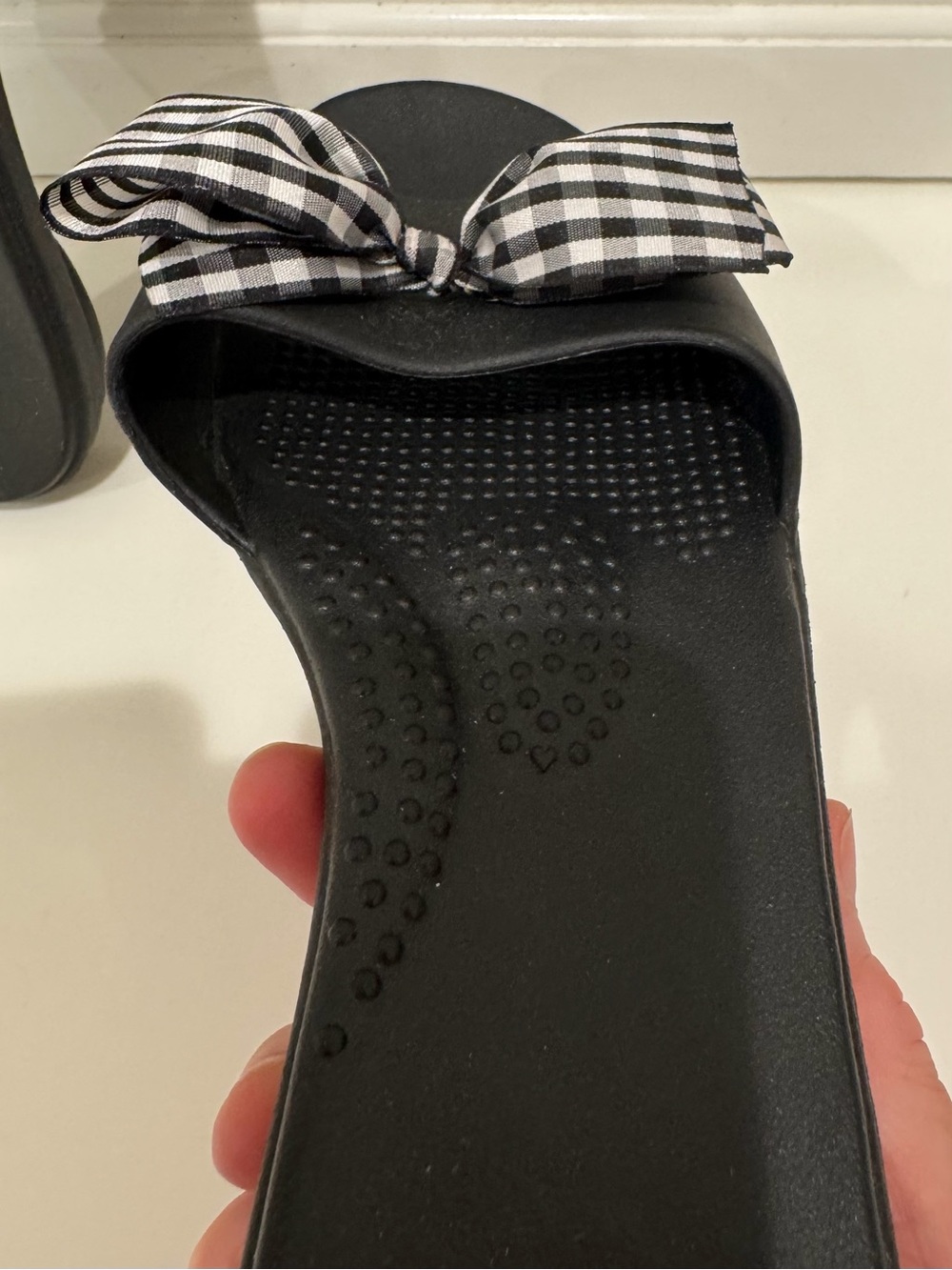 NWOT NEVER WORN OKA b. Madison Slide Sandals Black Gingham L - Picture 7 of 14
